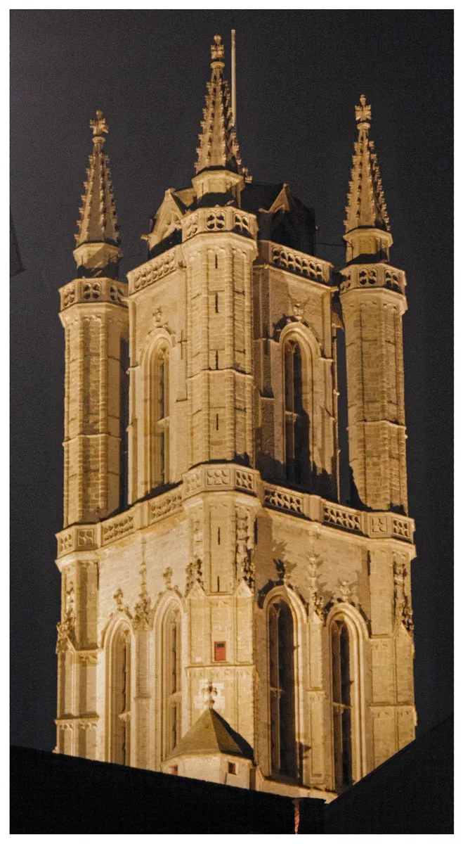 St Nicholas' tower was Ghent's lookout before the Belfry was built. Lit up at night, it's hard to miss.