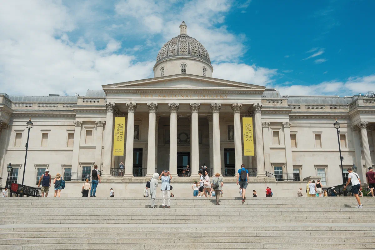 The National Gallery above the steps of Trafalgar Square.